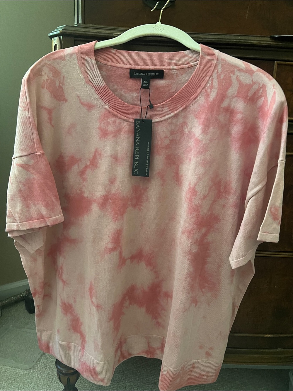 Banana Republic Pink Tie-Dye Crew Neck Sweater